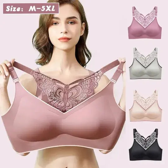 Butterfly Embroidery Seamless Support Bra