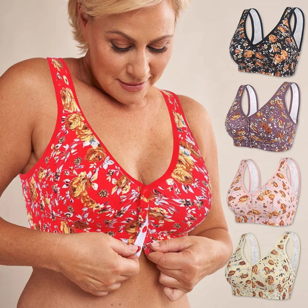 2024 New Plus Size Front-Closure Flower Bra 🌸