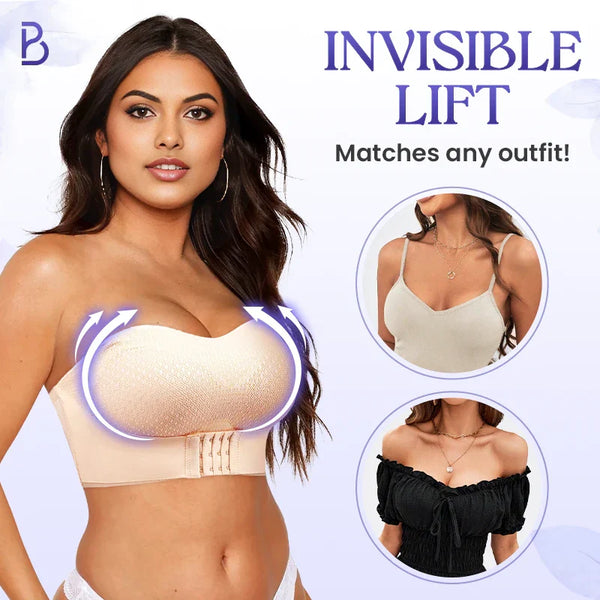 Breathable Non-Slip Strapless Front Buckle Push-Up Bra